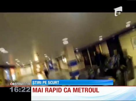 Bărbat mai rapid decât metroul