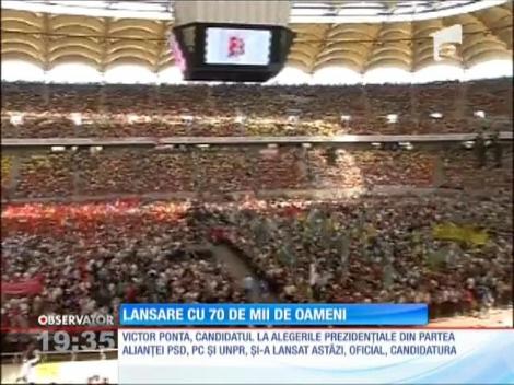 Victor Ponta şi-a lansat oficial candidatura la prezindențiale în fața a 70 de mii de susținători