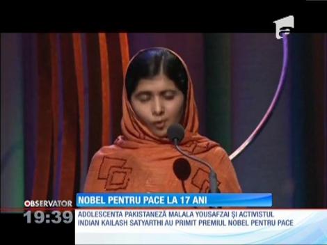 Premiul Nobel pentru Pace, acordat adolescentei Malala