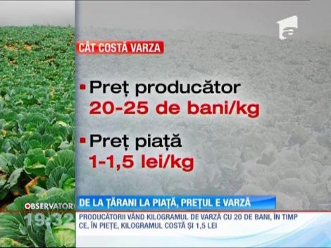 Varza din piaţă e de opt ori mult mai scumpă decât la producător