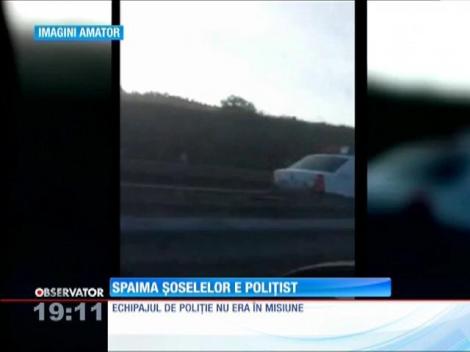 Un poliţist a ajuns vedetă pe internet după ce a gonit pe contrasens, pe autostrada Transilvania