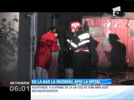 A vrut să stingă incendiul care a izbucnit deasupra barului în care a băut, dar a ajuns la spital
