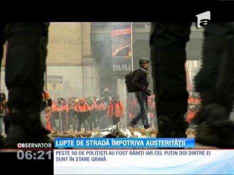 Lupte de stradă împotriva austerităţii la Bruxelles