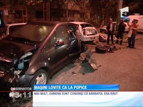 Maşini lovite ca la popice pe şoseaua Olteniţei
