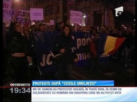 Mii de români au protestat în semn de solidaritate cu cei de peste graniţe care nu au putut vota