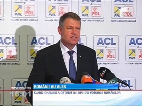 Klaus Iohannis a obținut 54,50% din voturile românilor