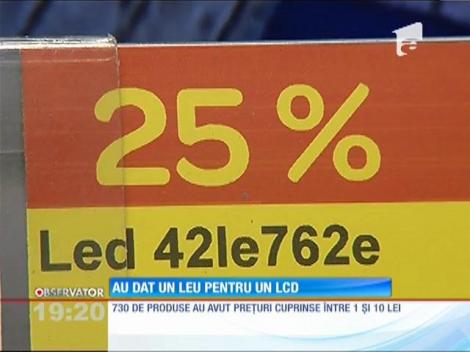 Televizoare şi telefoane de lux vândute cu un leu