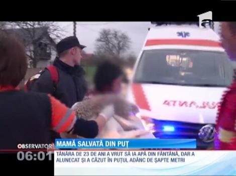 Mamă salvată dintr-un puț de 7 metri