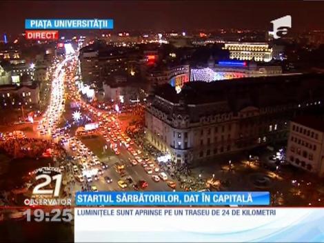 S-au aprins luminile de sărbători în Bucureşti!