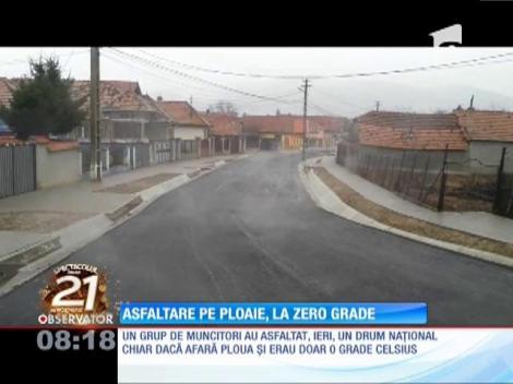 Asfaltare pe ploaie, la zero grade