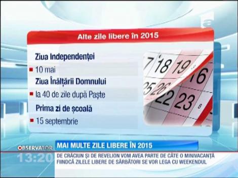 Mai multe zile libere în 2015