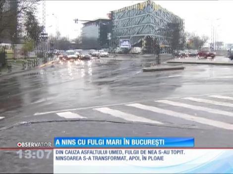A nins cu fulgi mari în Bucureşti