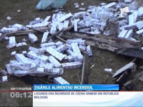 Incendiu violent alimentat de o cantitate uriaşă de ţigări de contrabandă