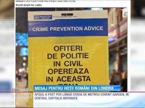 Mesaj pentru hoții români din Londra