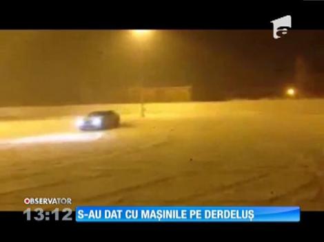 Parcarea unui supermarket, derdeluş pentru câţiva şoferi