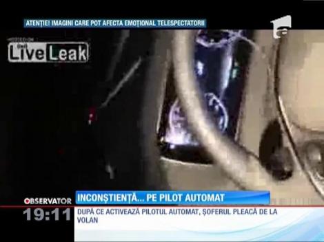 Inconștientă la volan!