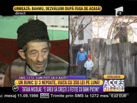 Un bunic își crește cele trei nepoate cu doar 350 de lei pe lună