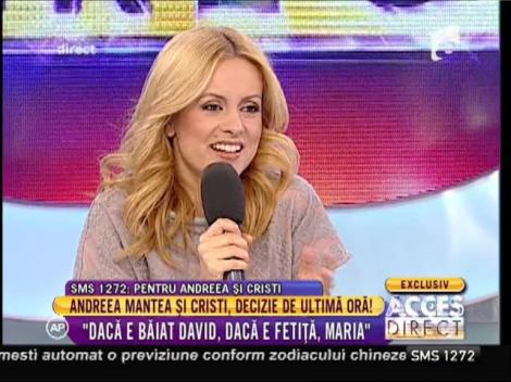 Andreea Mantea şi Cristi Mitrea, întâlnire tensionată în platoul emisiunii "Acces Direct"! Cei doi au decis numele copilului