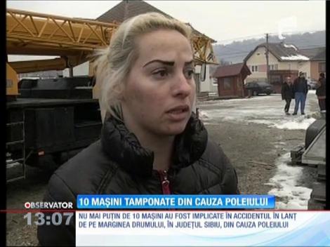 10 maşini tamponate din cauza poleiului