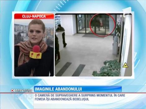 Momentul abandonului fetiţei din Sibiu, surprins pe o cameră de supraveghere