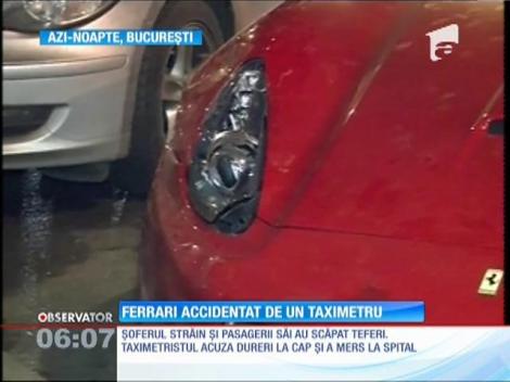 Accident violent între un taximetru şi un Ferrari, în Bucureşti