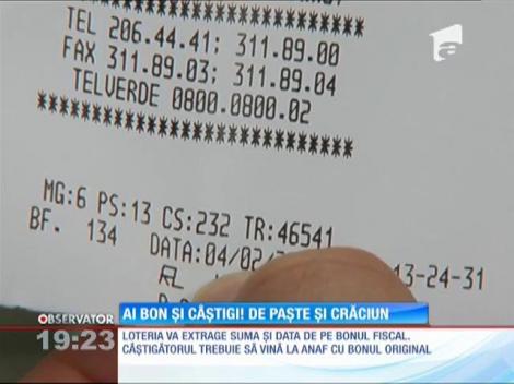 Loteria bonurilor fiscale va fi organizată prima dată pe 13 aprilie