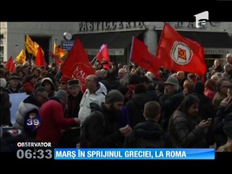 Mii de italieni au manifestat la Roma în sprijinul noului guvern grec