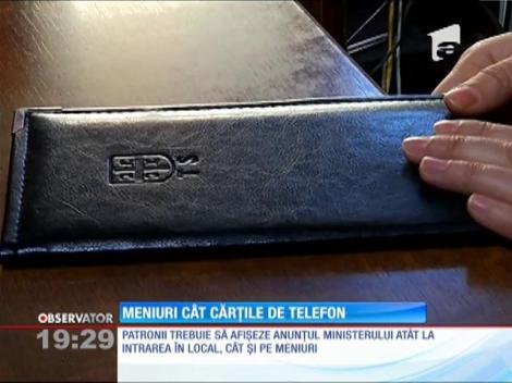 Meniuri cât cărţile de telefon