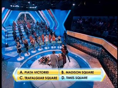 Rândul 1: Cum se numeşte celebra intersecţie din cartierul Manhattan din New York, loc supranumit "Intersecţia lumii"?