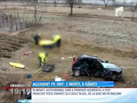 Accident pe DN7: 2 morți, 6 răniți