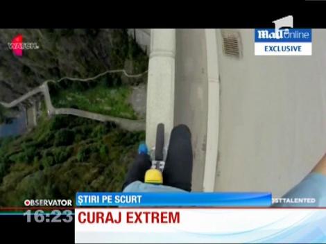 Curaj extrem pe barajul Vidraru