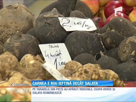 Carnea, mai ieftină decât salata