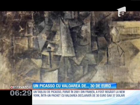 Un tablou de Pablo Picasso, furat din Franţa, a ajuns la New York într-un colet cu valoarea declarată de. 30 de euro sau 37 de dolari