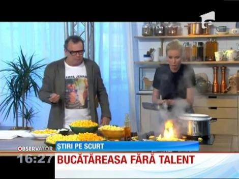 O femeie a fost cât pe ce să dea foc studioului în care gătea, în direct, la televizor