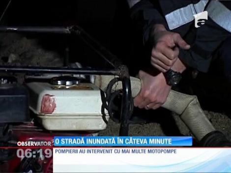 O benzinărie, câteva magazine şi o sală de fotbal, inundate după ce o coloană de apă a ţâşnit din trotuar, în Pitești