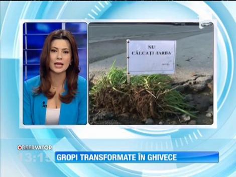 În Mediaş gropile se asfaltează cu iarbă
