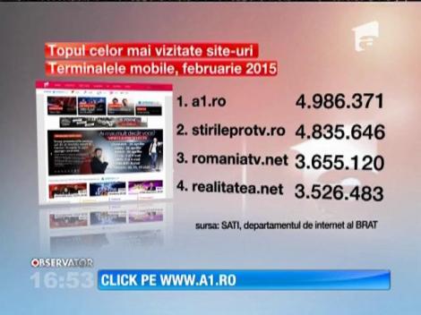 Site-ul a1.ro este cel mai accesat website de pe tabletă şi mobil