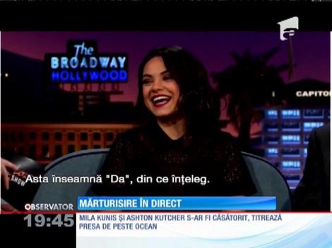 Mila Kunis a recunoscut, în direct, că s-a căsătorit cu Ashton Kutcher