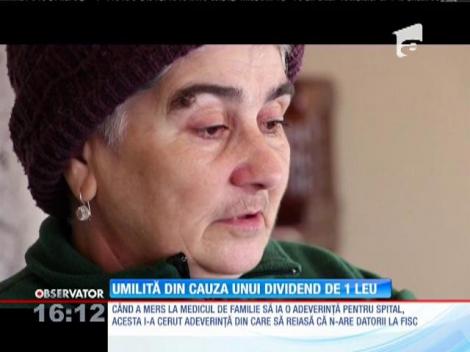 O femeie din Buzău, umilită din cauza unui dividend de 1 leu