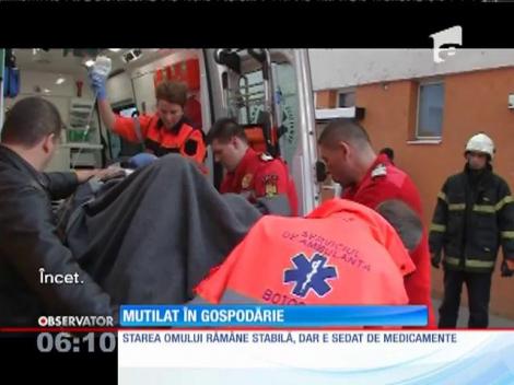 Imagini șocante! Mutilat de lamele ascuțite ale unui utilaj