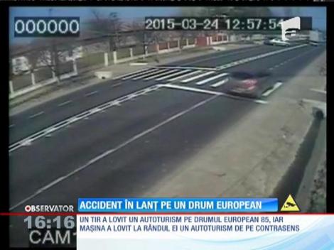 Accident în lanț pe un drum european din Vrancea
