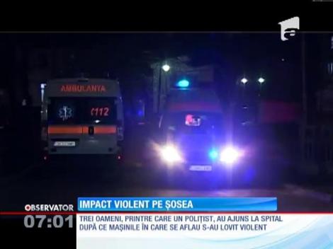 Impact violent pe o șosea din Dâmboviţa