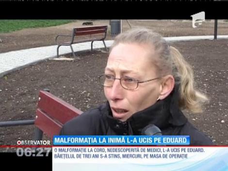 Arad: Eduard, băiatul care s-a stins într-o sală de operaţii, suferea de o malformaţie la inimă
