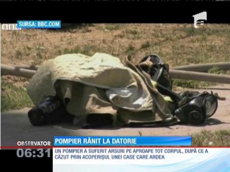 IMAGINI ȘOCANTE! Un pompier din California a căzut prin acoperişul unei case cuprinse de flăcări