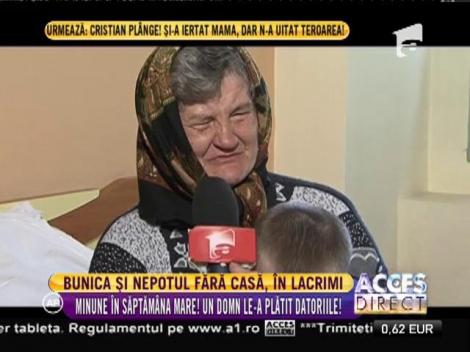 Bunica și nepotul fără casă, în lacrimi