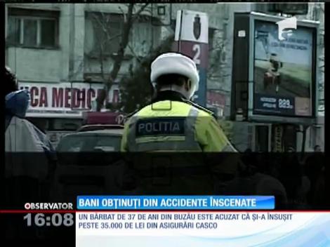 Un bărbat din Buzău a reuşit să-şi însuşească peste 35 de mii de lei din înscenare de accidente
