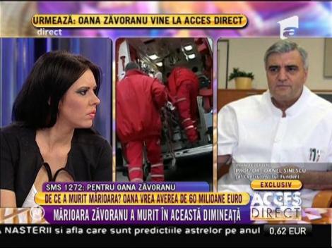 Dr. Ioanel Sinescu, șeful clinicii de chirurgie de la Fundeni: "Mărioara a pierdut lupta cu boala pentru că resursele biologice s-au epuizat"