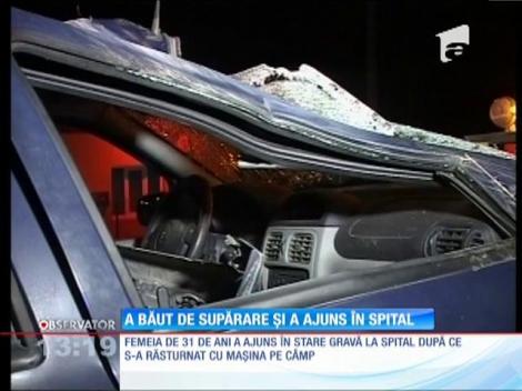 O tânără din Gorj, supărată pe iubit, s-a urcat băută la volan și a provocat un accident