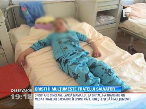 Băieţelul de 5 ani salvat din foc de fratele lui, mesaj emoționant