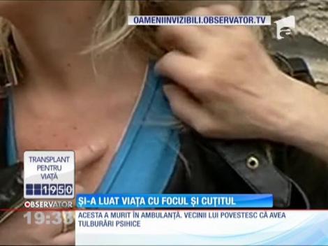 Update / Bărbat găsit înjunghiat într-o casă în flăcări